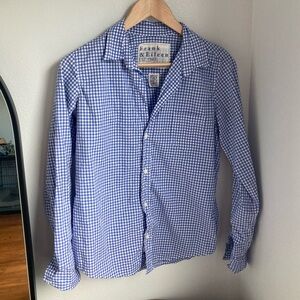 Frank and Eileen Button Down Shirt Blue White Plaid Womens Size M